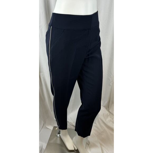 Ann Taylor Cropped Crepe Pant, Navy, Side Stripes Sz: 8, 52-07 - Picture 6 of 15